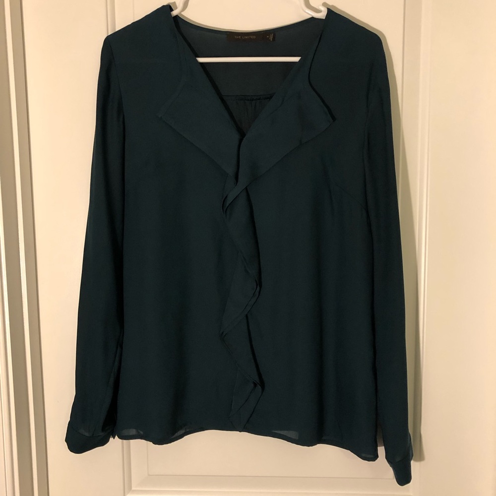 Feel Emerald Ruffle Front Blouse